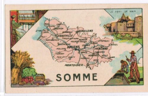 CHROMO GEOGRAPHIE CARTE DEPARTEMENT SOMME 110615371705