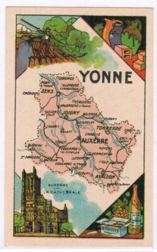 CHROMO GEOGRAPHIE CARTE DEPARTEMENT YONNE 110615371745