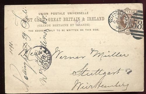 ENTIER POSTALE GREAT BRITAIN ET IRLANDE NOTTINGHAM 1890 120683808755