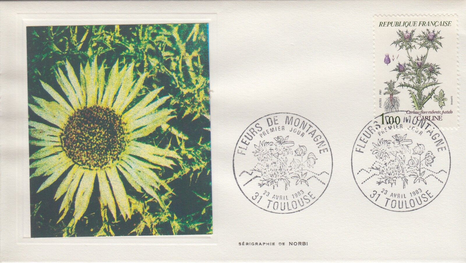 ESSAIE SERIGRAPHIE DE NORBI PREMIER JOUR 1983 EUROPA FLEURS DE MONTAGNE 400788140265