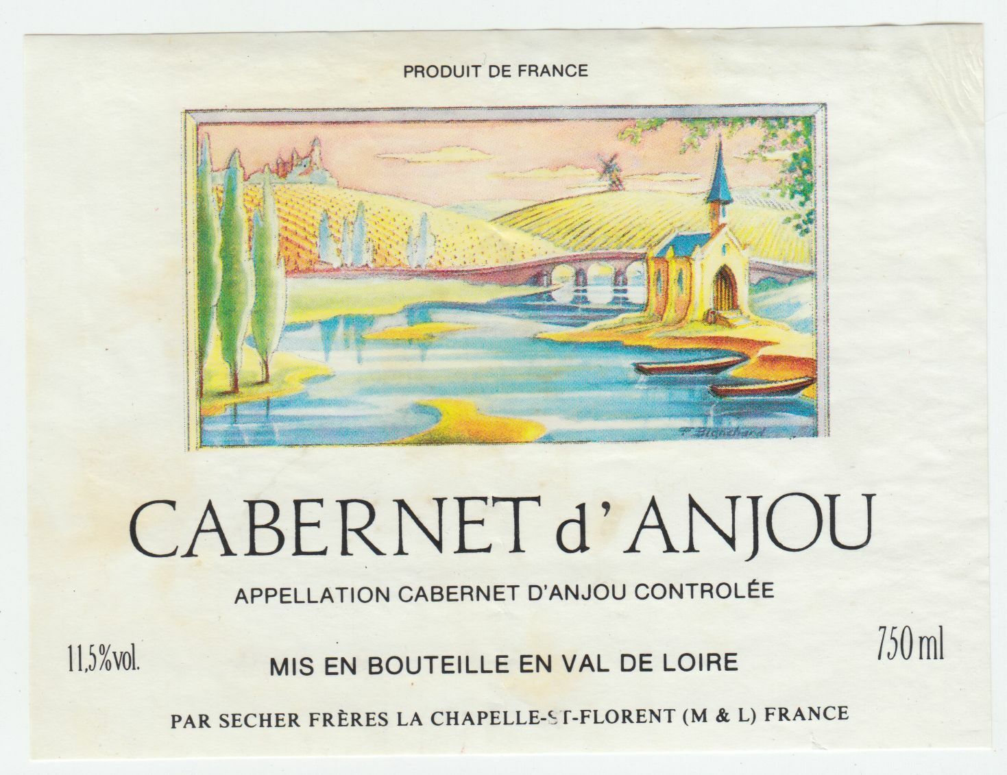 ETIQUETTE DE VIN CABERNET D ANJOU SECHER FRERES 402631697875