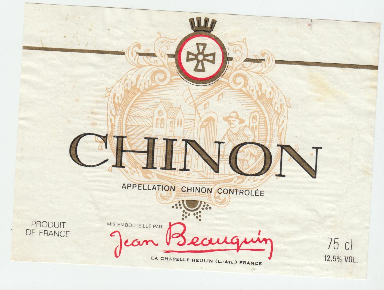 ETIQUETTE DE VIN CHINON JEAN BEAUQUIN 402631697825