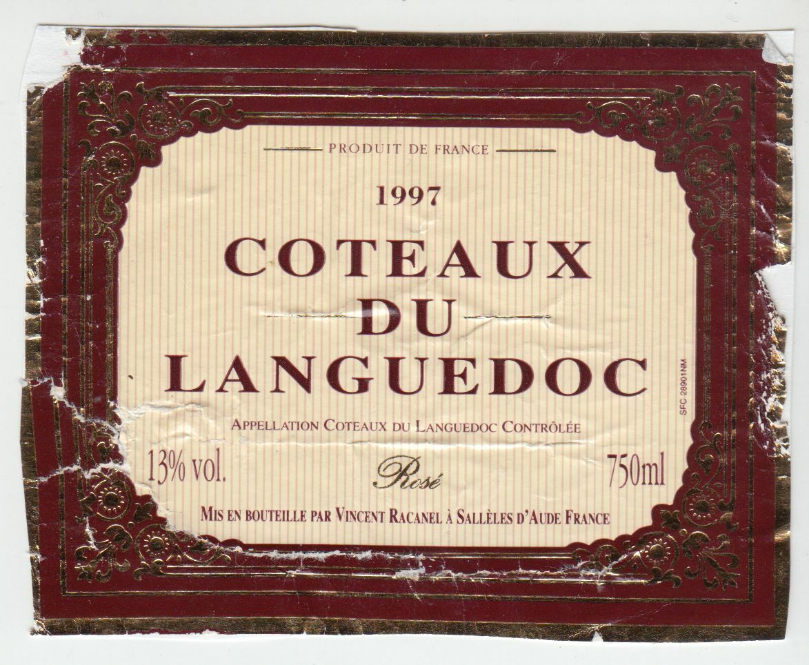 ETIQUETTE DE VIN COTEAUX DU LANGUEDOC 1997 402631698485