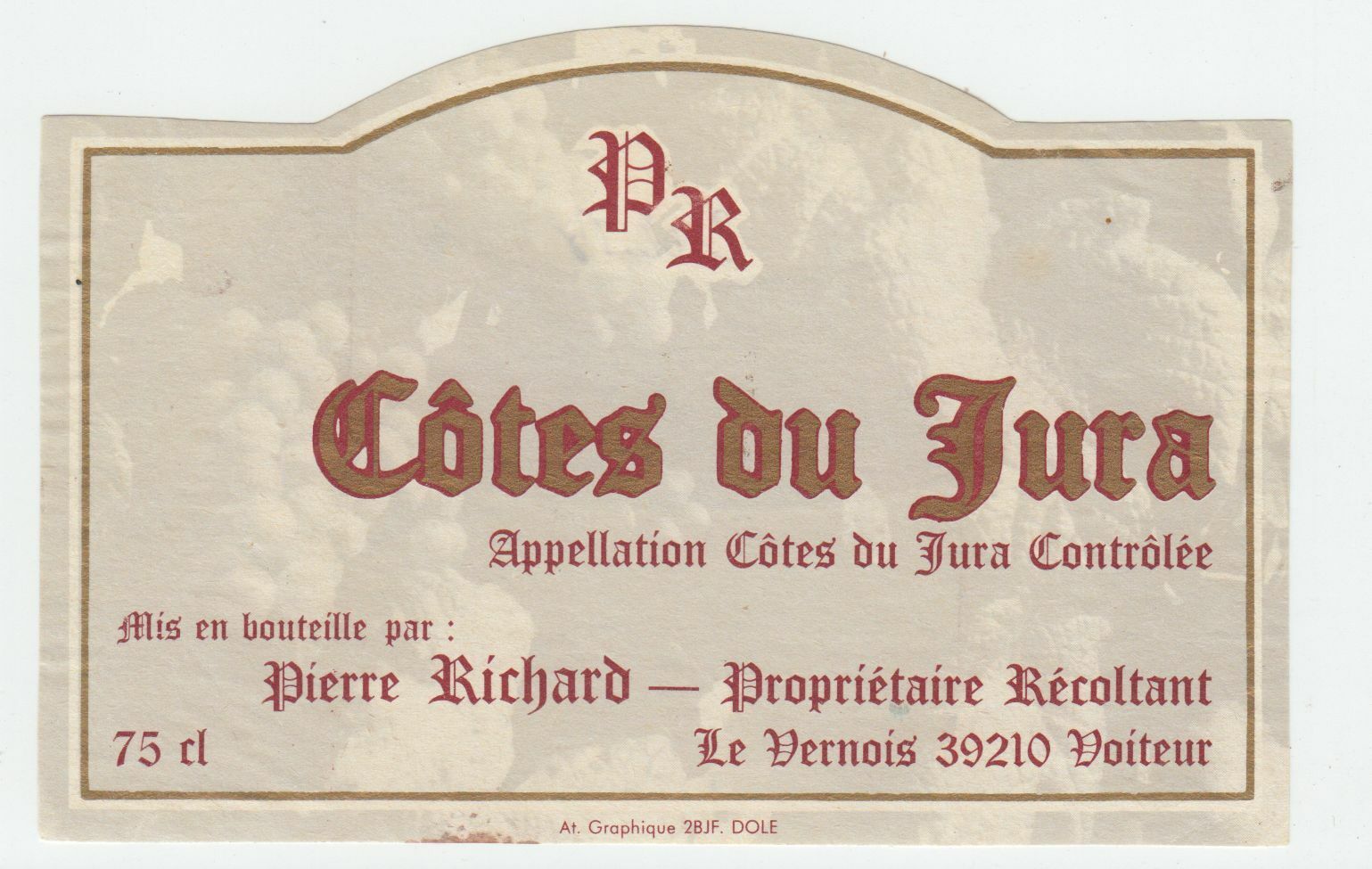 ETIQUETTE DE VIN COTES DU JURA 1979 PIERRE RICHARD LE VERNOIS 402669072065