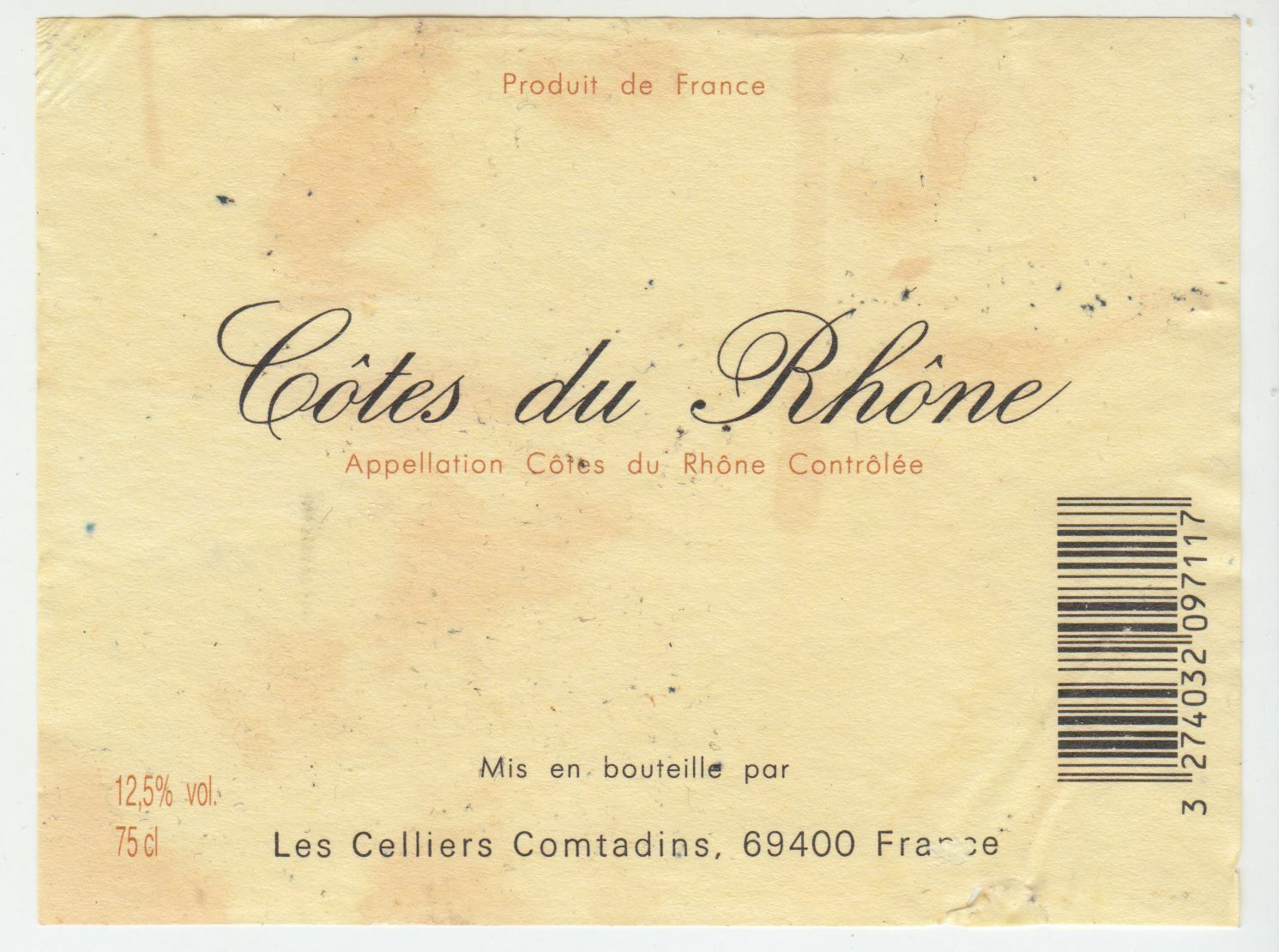 ETIQUETTE DE VIN COTES DU RHONE LES CELLIERS COMTADINS 402581822465