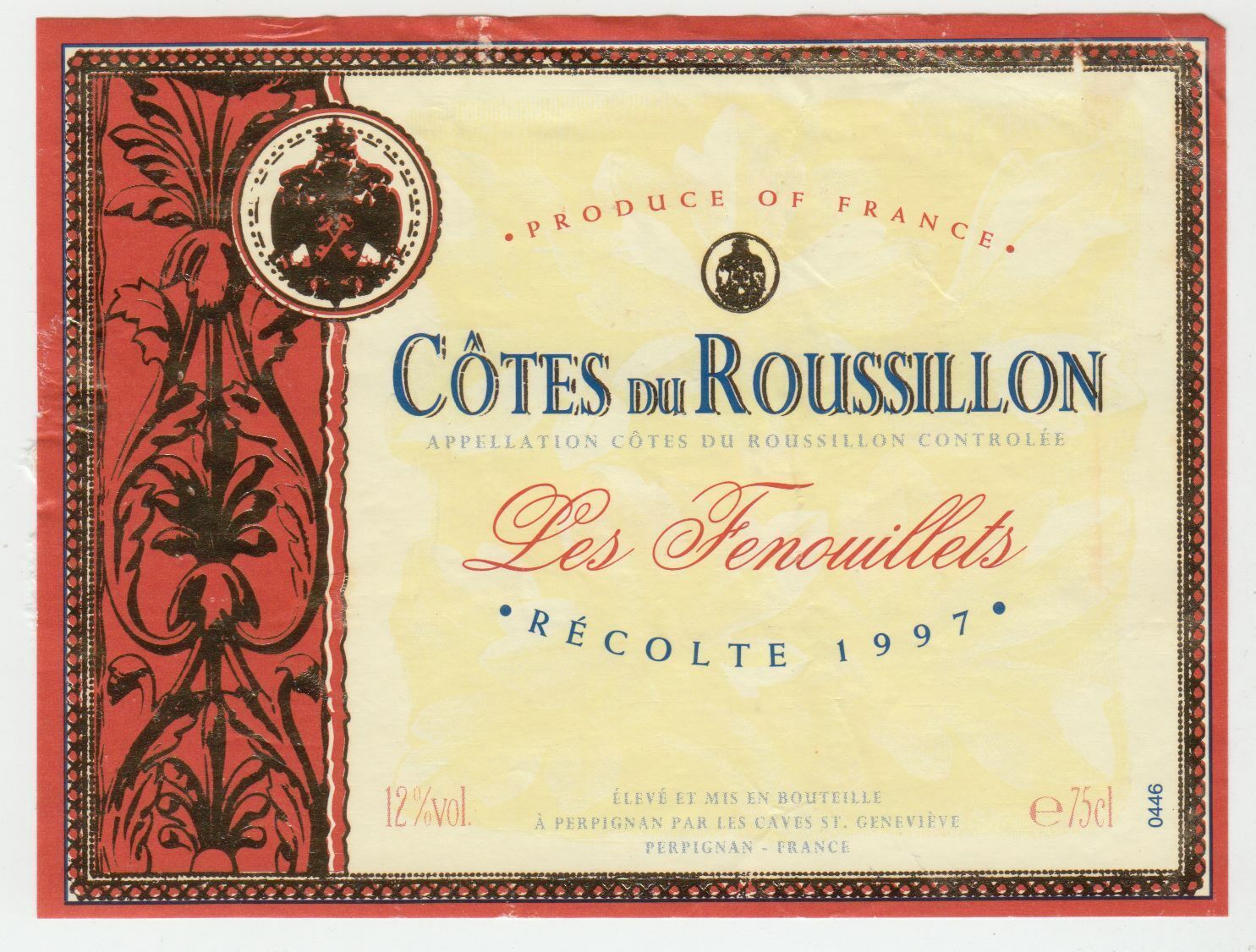 ETIQUETTE DE VIN COTES DU ROUSSILLON 1997 LES FENOUILLETS 402631698515