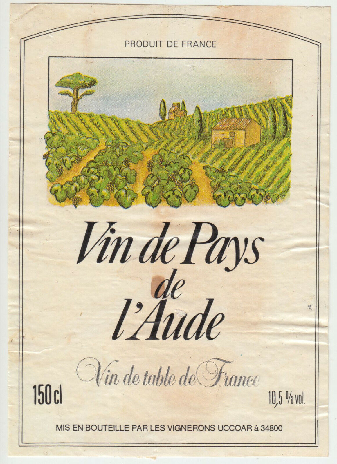 ETIQUETTE DE VIN DE PAYS DE L AUDE 402690973555