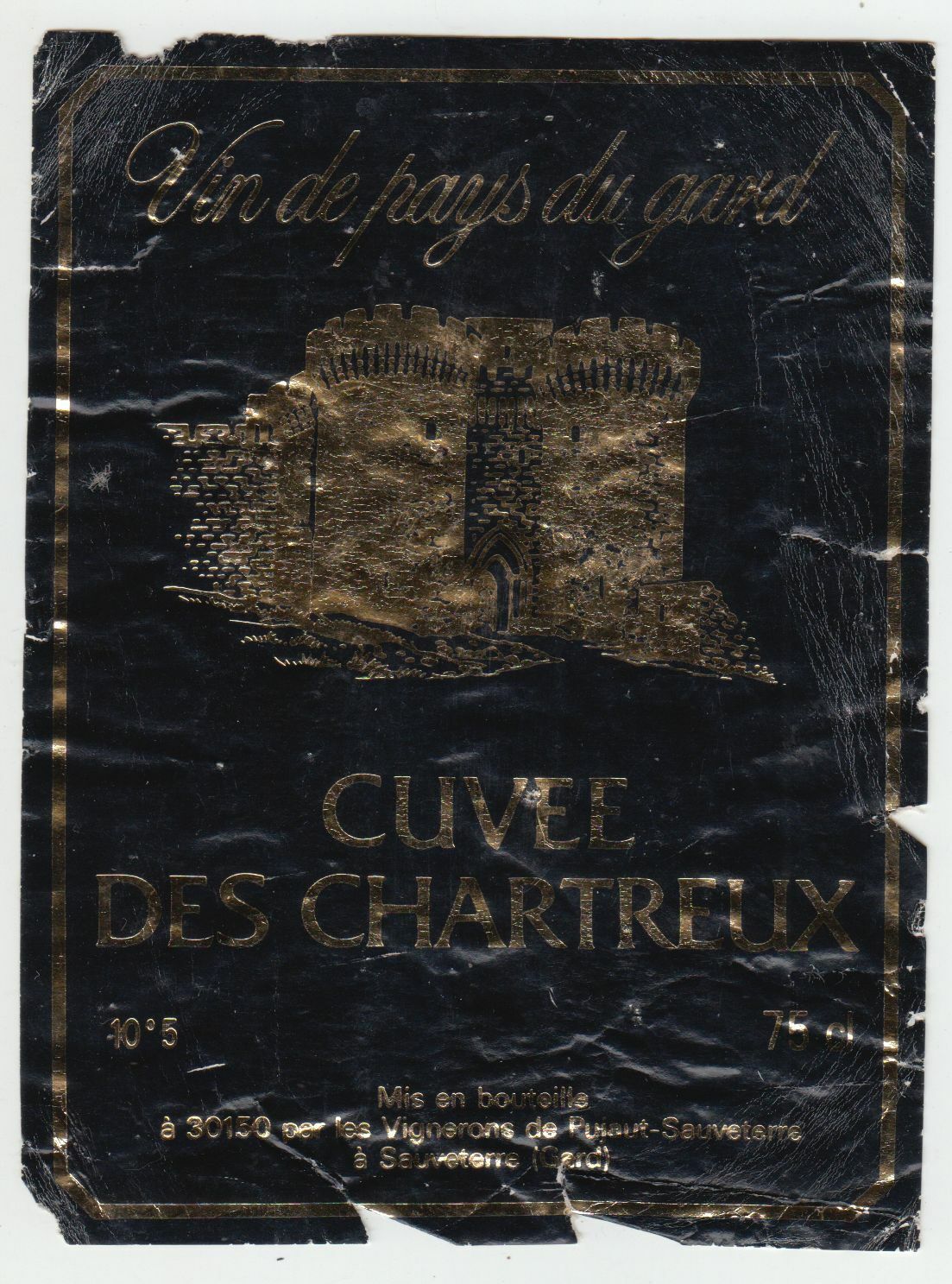 ETIQUETTE DE VIN DE PAYS DU GARD CUVEE DES CHARTREUX SAUVETERRE 402689167325