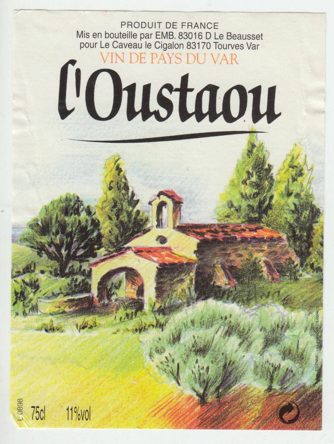 ETIQUETTE DE VIN DE PAYS DU VAR L OUSTAOU TOURVES 124569409465