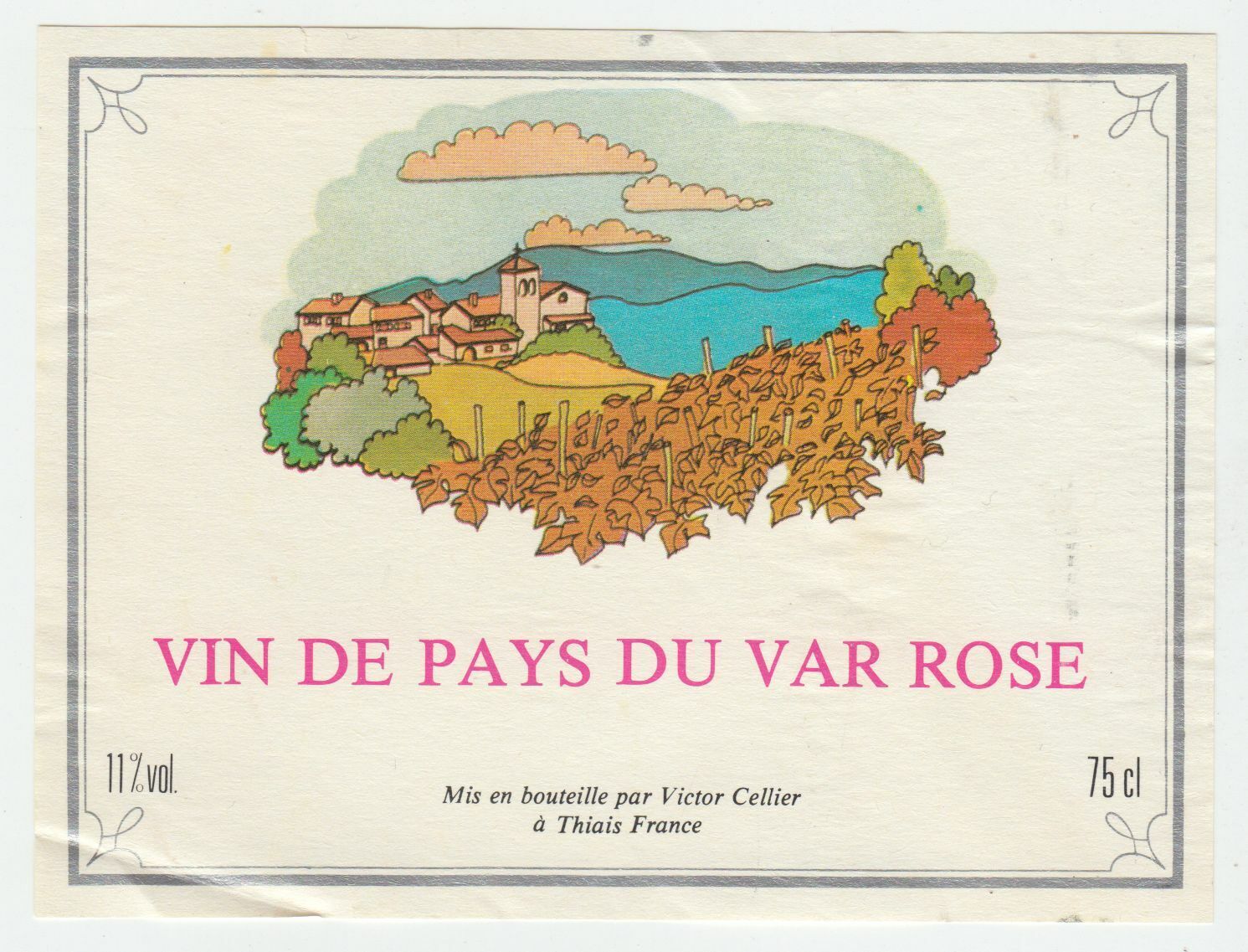 ETIQUETTE DE VIN DE PAYS DU VAR ROSE