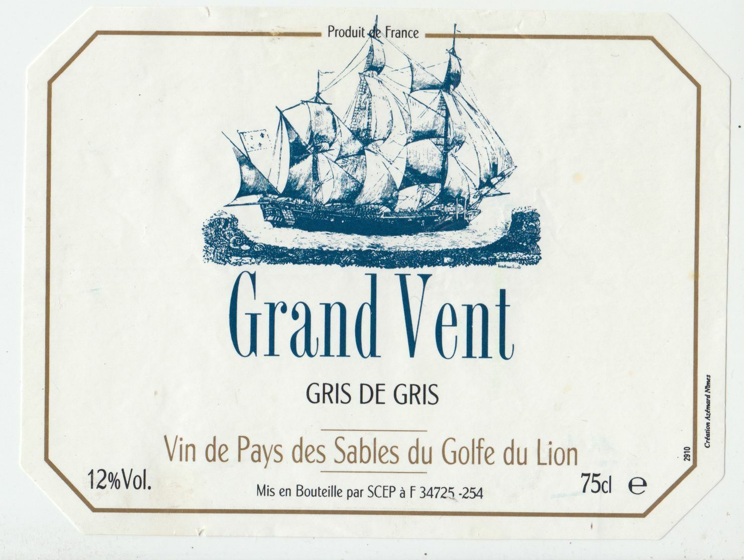 ETIQUETTE DE VIN DU PAYS DES SABLES DU GOLFE DE LION GRAND VENT 402690973575