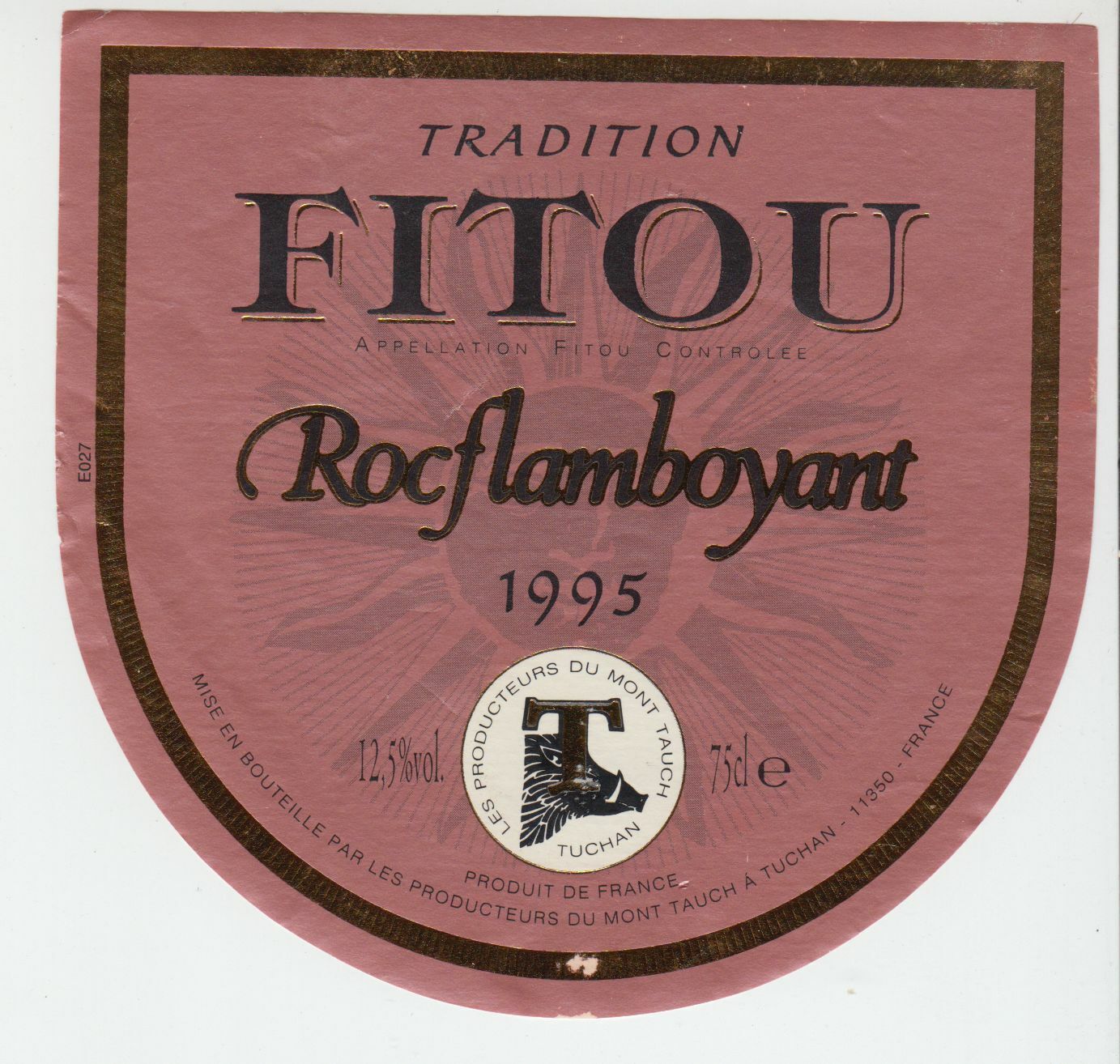 ETIQUETTE DE VIN FITOU ROC FLAMBOYANT 1995 124539262555