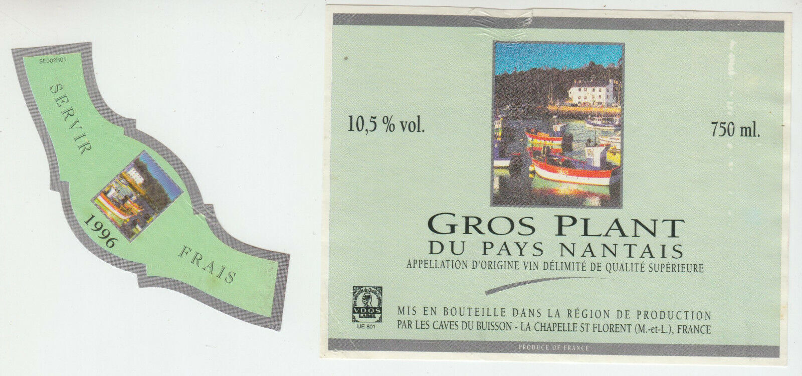 ETIQUETTE DE VIN GROS PLANT DU PAYS NANTAIS 1996 BATEAU DE PECHE 124511871015