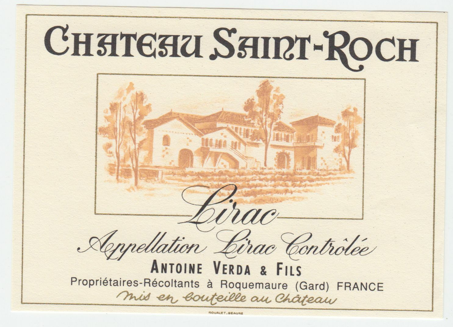 ETIQUETTE DE VIN LIRAC CHATEAU SAINT ROCH ANTOINE VERDA ET FILS 402581826085