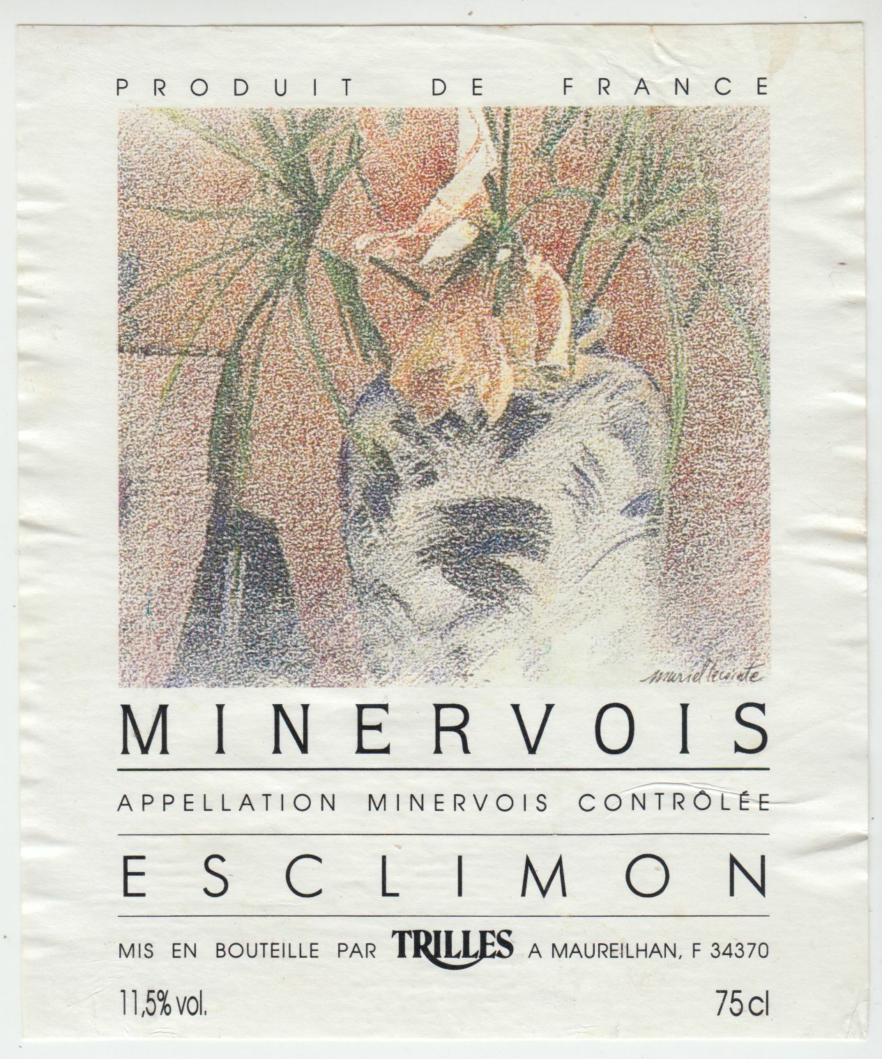 ETIQUETTE DE VIN MINERVOIS ESCLIMON 402654737165