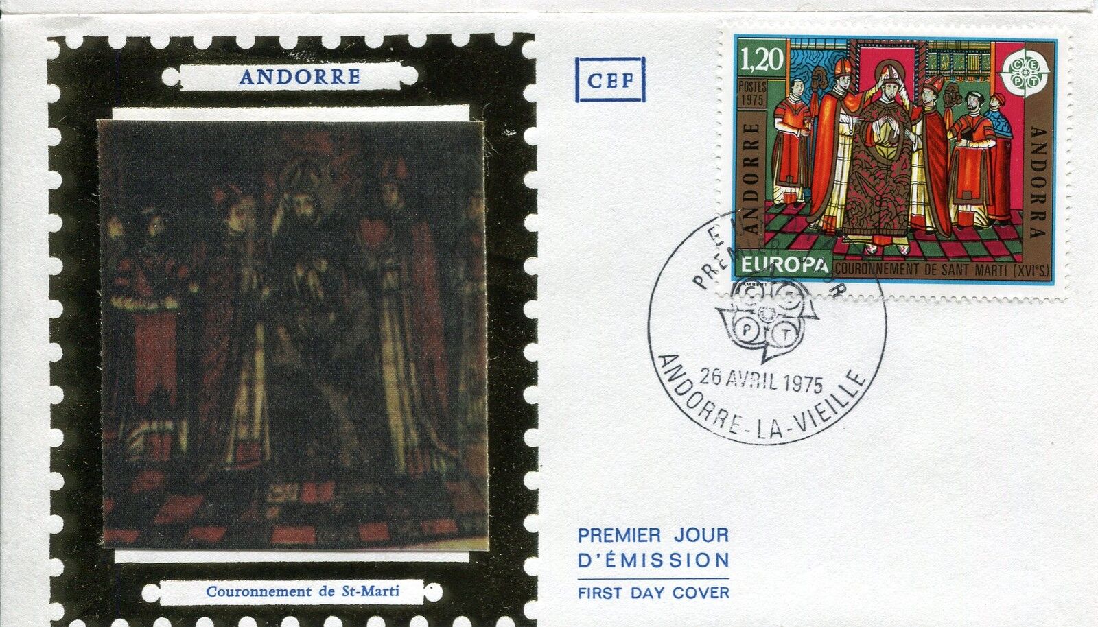 FDC PREMIER JOUR ANDORRE 1975 TIMBRE N 244 COURONNEMENT DE ST MARTI 121463037555