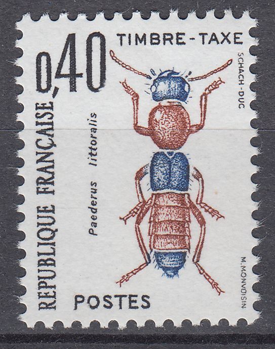 FRANCE TIMBRE TAXE NEUF N 110 INSECTE PAEDURUS LITTORALIS 401657388015