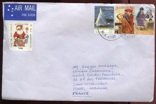 LETTRE AUSTRALIE POUR AUBAGNE FRANCE 1986 110678700465