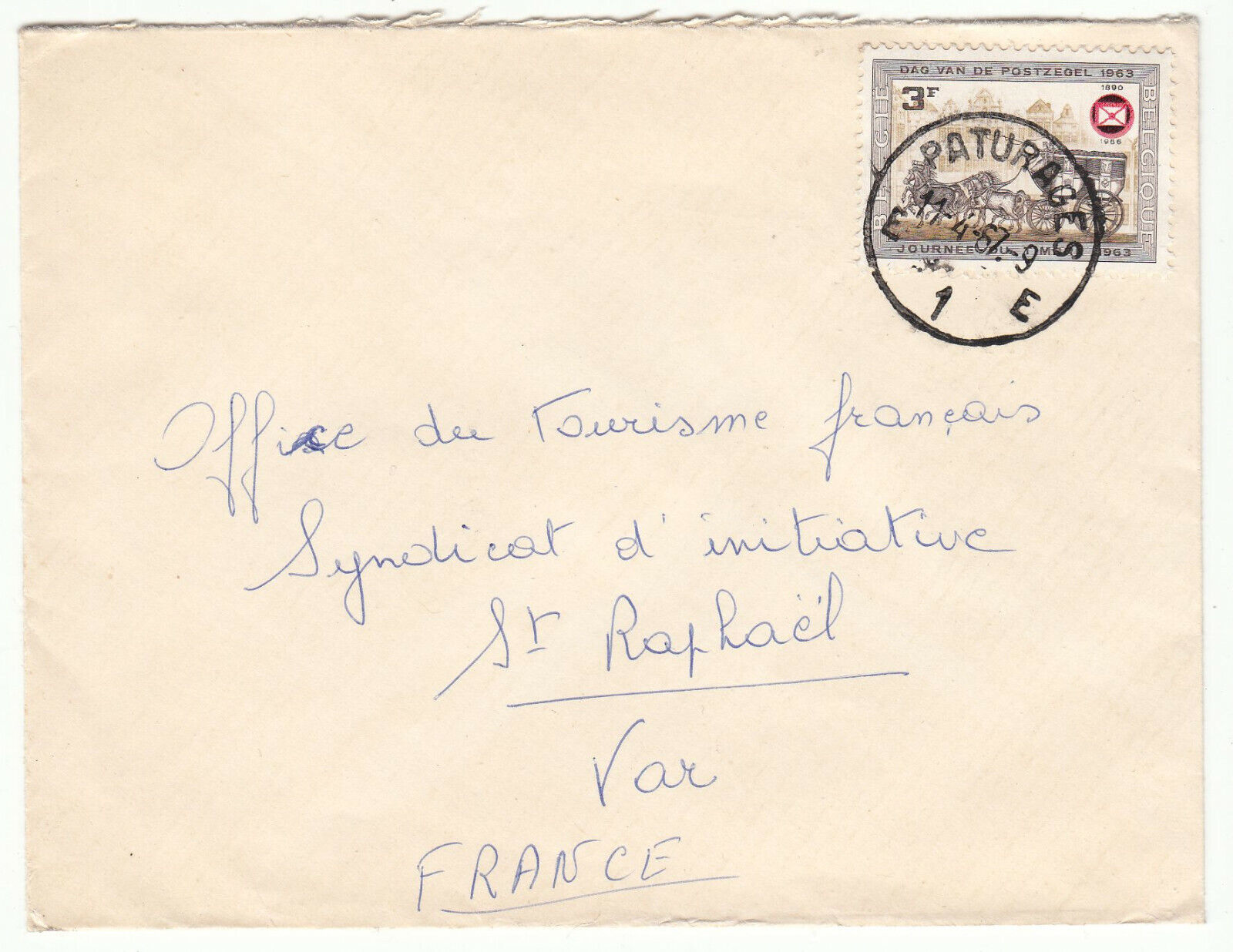 LETTRE BELGIQUE PATURAGES POUR ST RAPHAEL 1967 402068671595