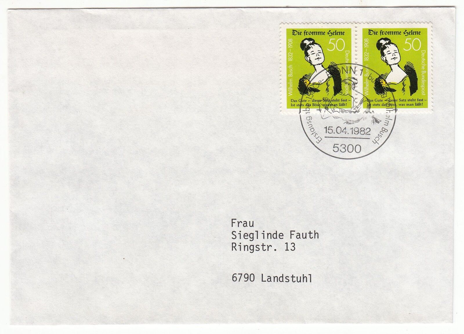 LETTRE COMMEMORATIVE ALLEMAGNE TIMBRE N 961 WILHELM BUSCH DESSINATEUR 121889086325