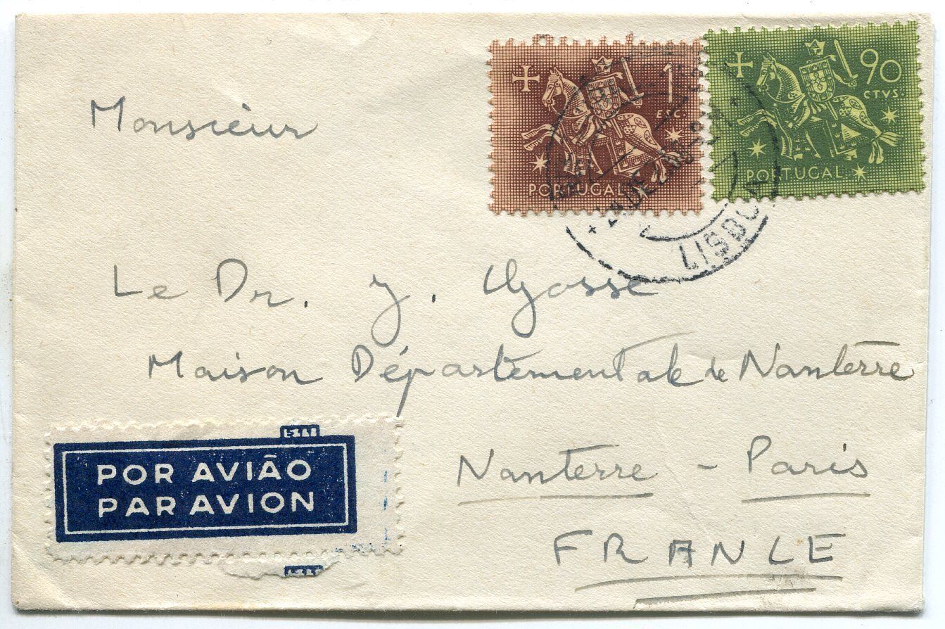 LETTRE LISBOA PORTUGAL NANTERRE PARIS PAR AVION AIR MAIL 121370979195