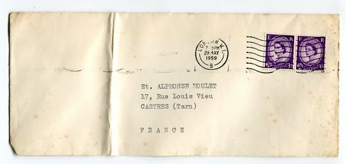 LETTRE LONDRE POUR CASTRES TARN 1959