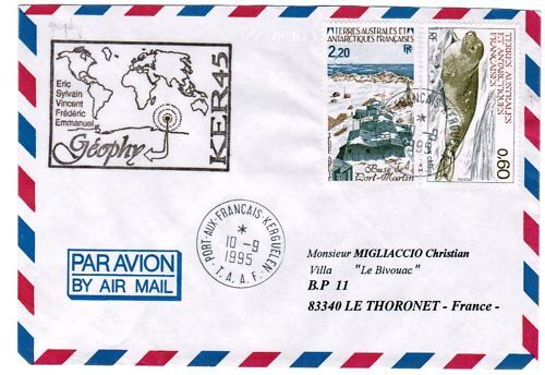 LETTRE TAAF PORT AUX FRANCAIS KERGUE A THORONET 1995 110618862235