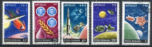 LOT DE 5 TIMBRES ROUMANIE THEMES MISSIONS APOLLO 110622926965