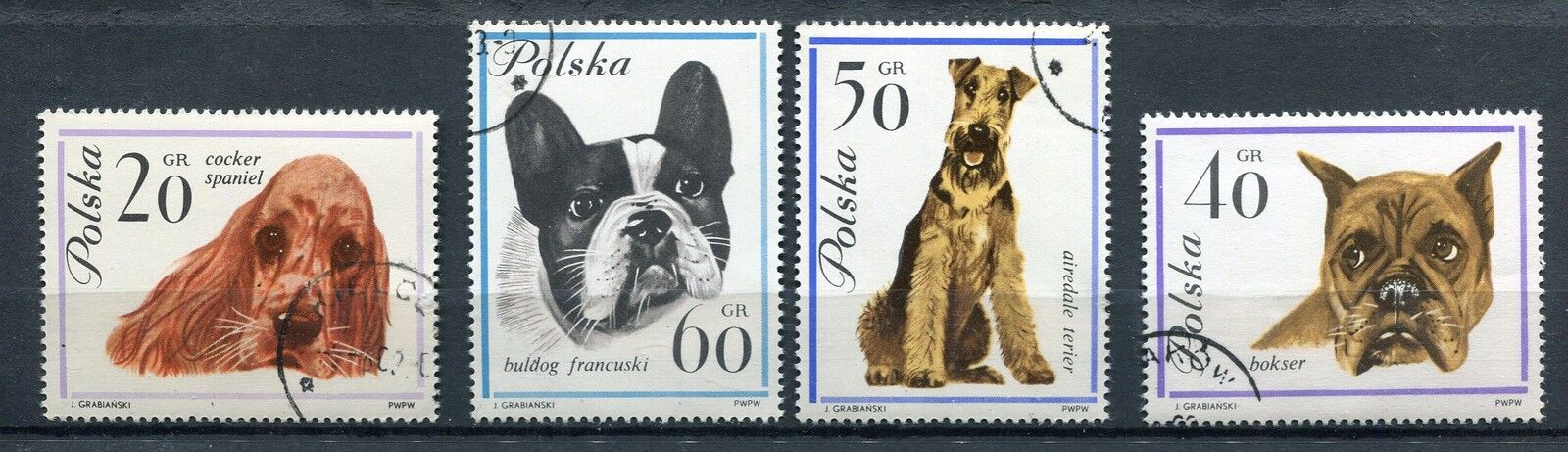 LOT SERIE TIMBRE CHIEN POLOGNE 121345425255