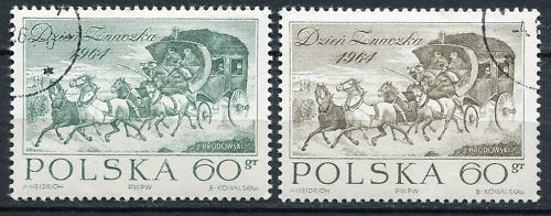 LOT TIMBRES POLSKA JOURNEE DU TIMBRE TRANSPORT CHEVAUX 110642049255