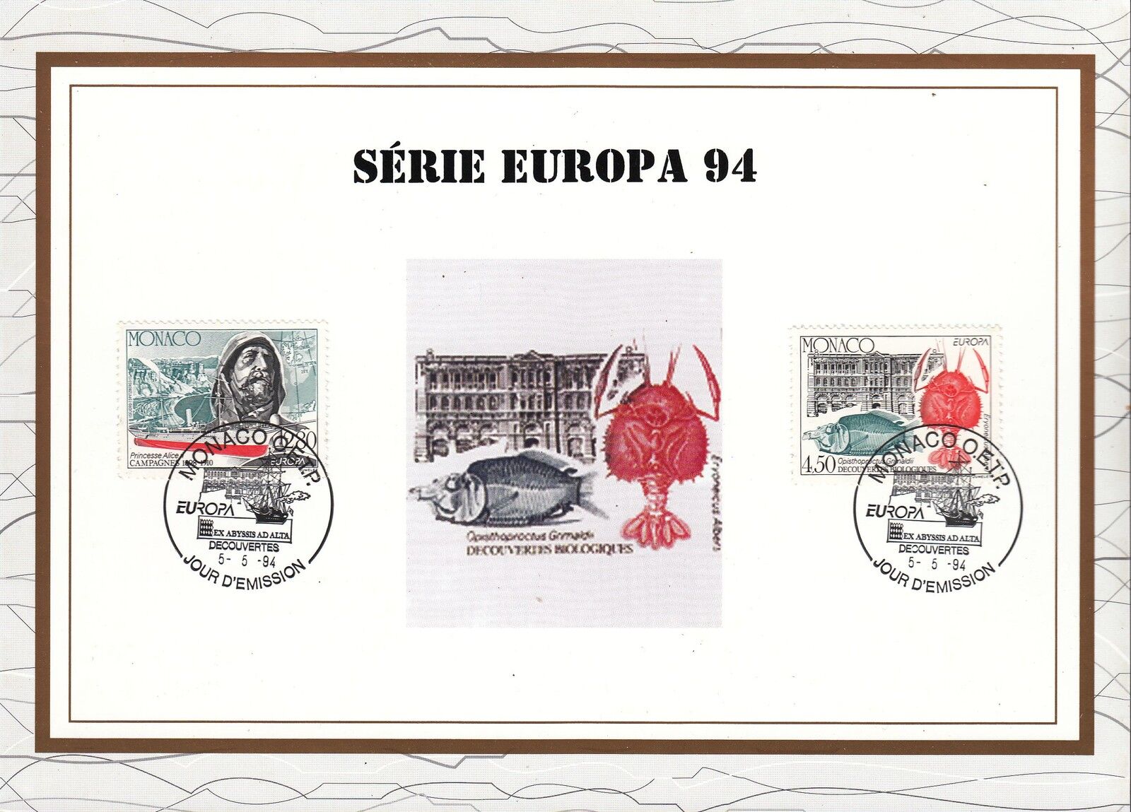 MONACO CEF PREMIER JOUR 1994 TIMBRE N 1935 1936 EUROPA 121632625785