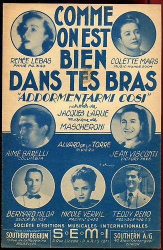 PARTITION ANCIENNE COMME ON EST BIEN DANS TES BRAS