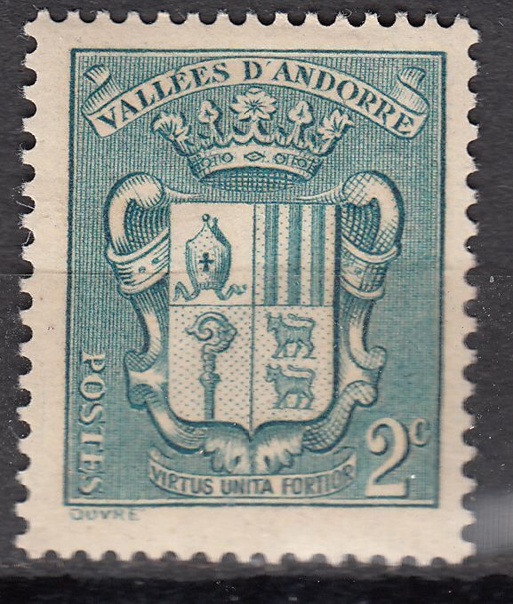 TIMBRE ANDORRE FRANCE NEUF N 48 ARMOIRIES DES VALLEES 400721538675