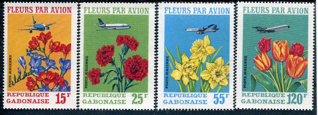 TIMBRE LOT SERIE THEME FLEURS PAR AVION 120820491805