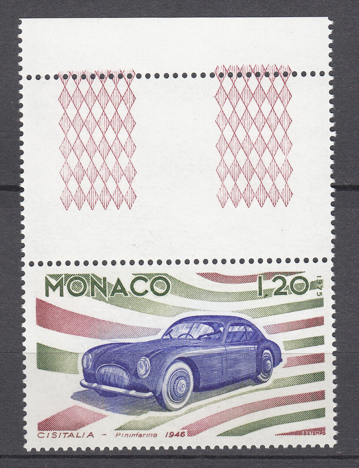 TIMBRE MONACO NEUF N 1026 VOITURE CISITALIA 1946 123341988135