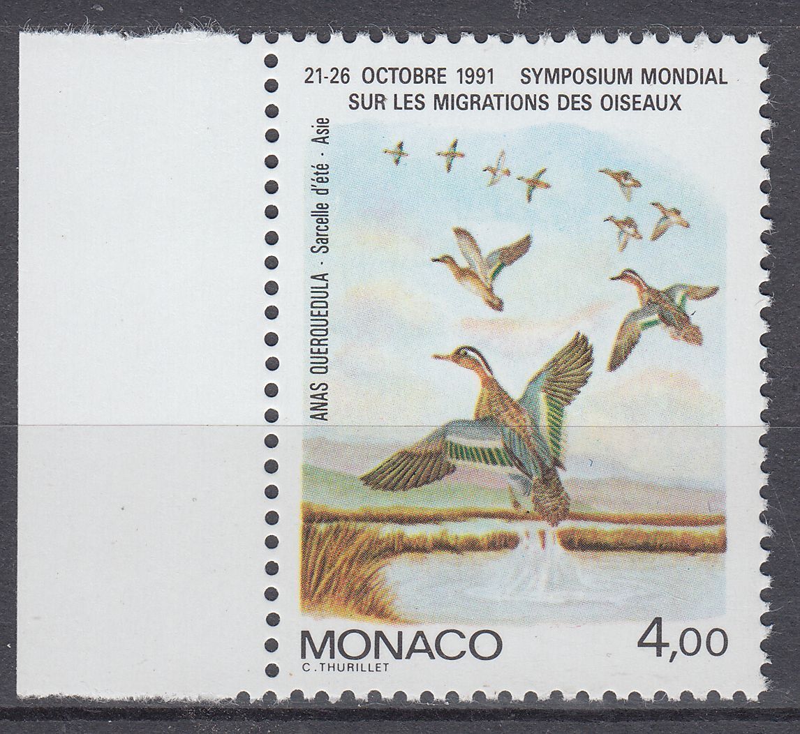 TIMBRE MONACO NEUF N 1756 OISEAU SARCELLE D ETE ASIE 401650830155