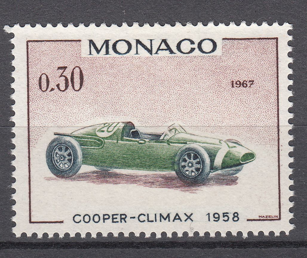 TIMBRE MONACO NEUF N 715 VOITURE DE VAINQUEURS GRAND PRIX COOPER CLIMAX 1958 123213577525