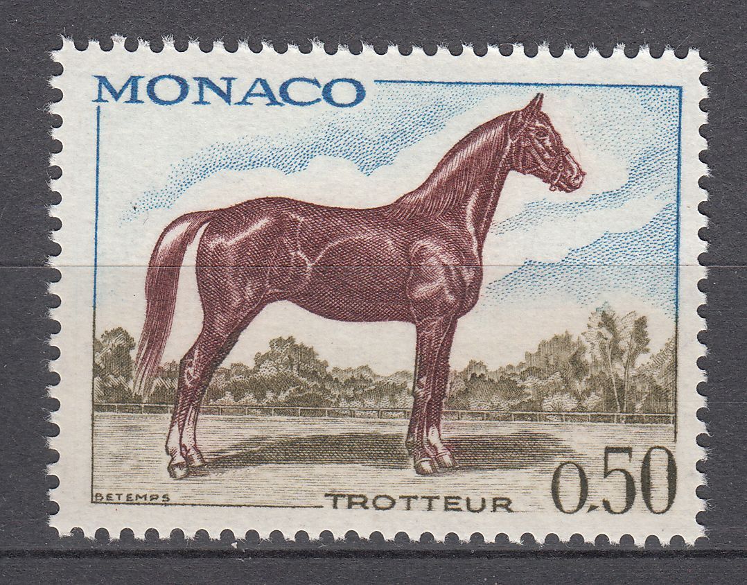 TIMBRE MONACO NEUF N 835 CHEVEAUX DE SANG CHEVAL TROTTEUR 123323305355