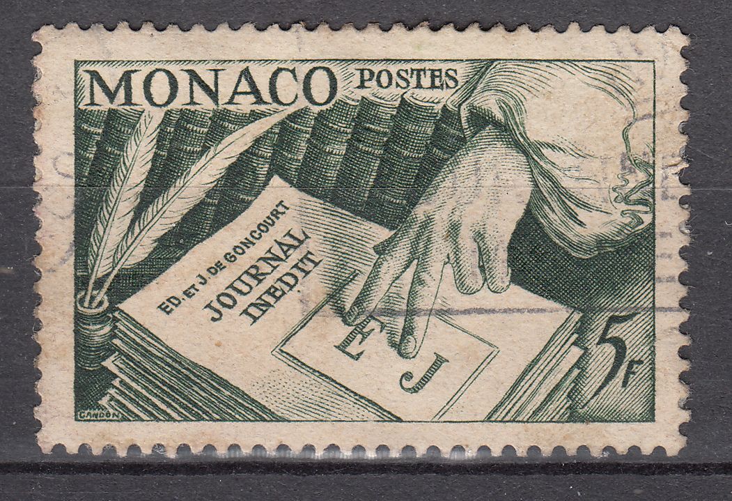 TIMBRE MONACO OBL N 392 JOURNAL INEDIT DES FRERES GONGOURT 401631141935