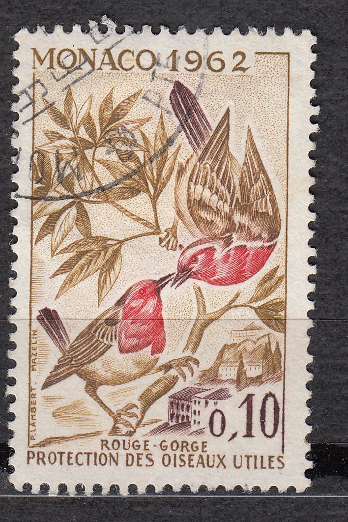 TIMBRE MONACO OBL N 582 OISEAUX rouge george 401523750385