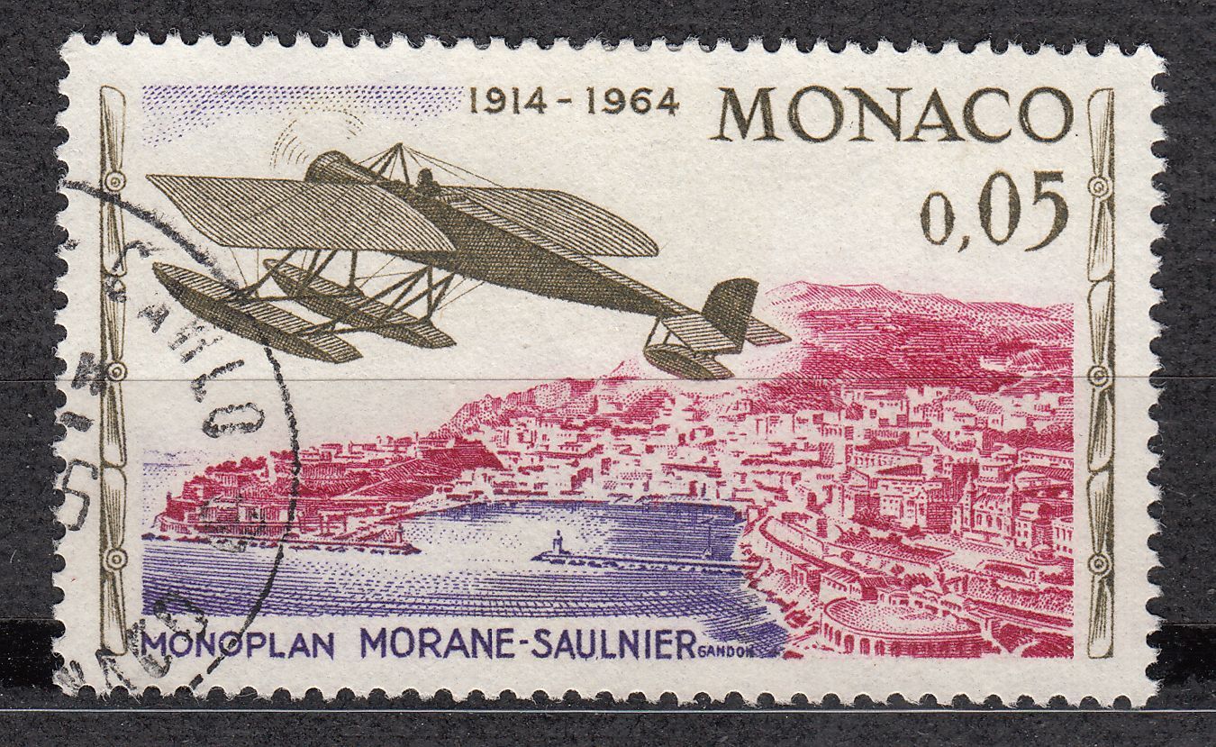 TIMBRE MONACO OBL N 641 AVIATION MONOPLAN MORANE SAULNIER 123109391495