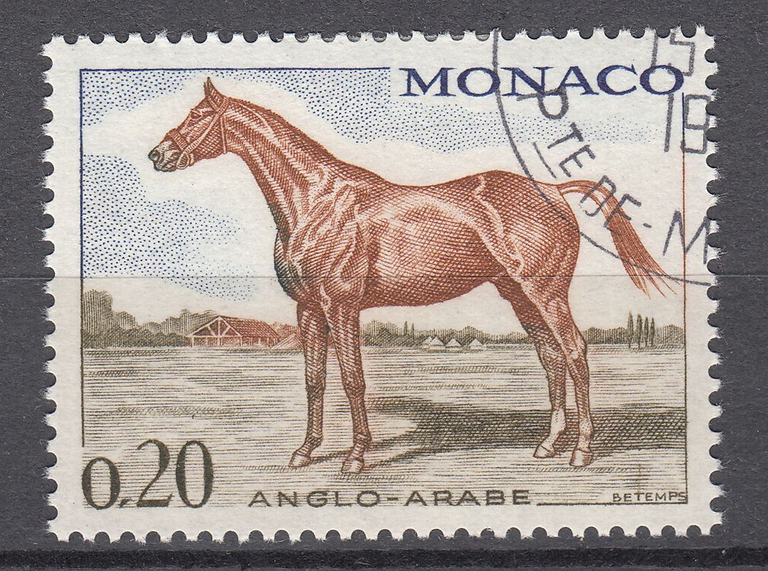 TIMBRE MONACO OBL N 832 CHEVEAUX DE SANG CHEVAL ANGLO ARABE 123323294805