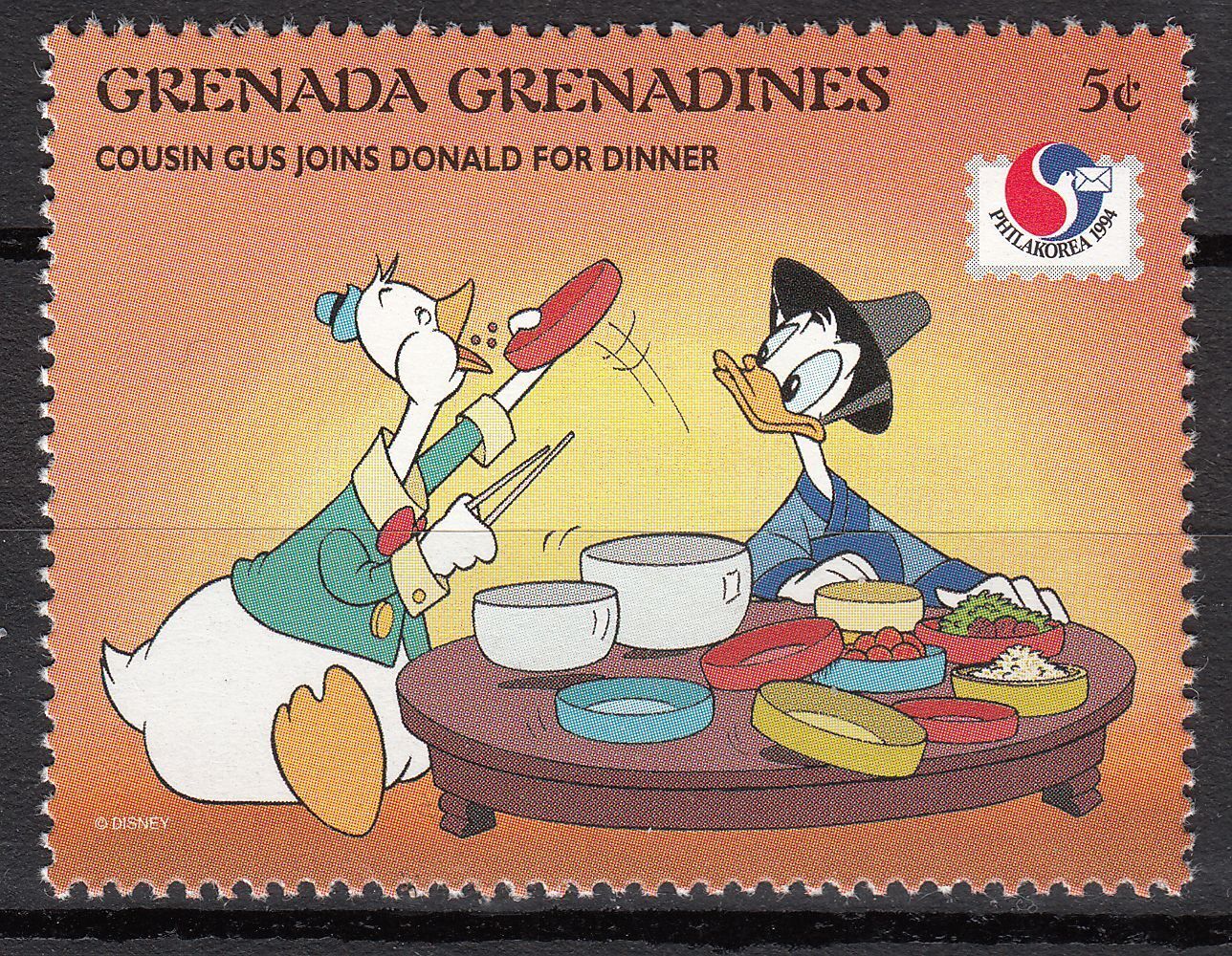 TIMBRE NEUF WALT DISNEY DONALD ET SON COUSIN GUS DINNE 401084344125