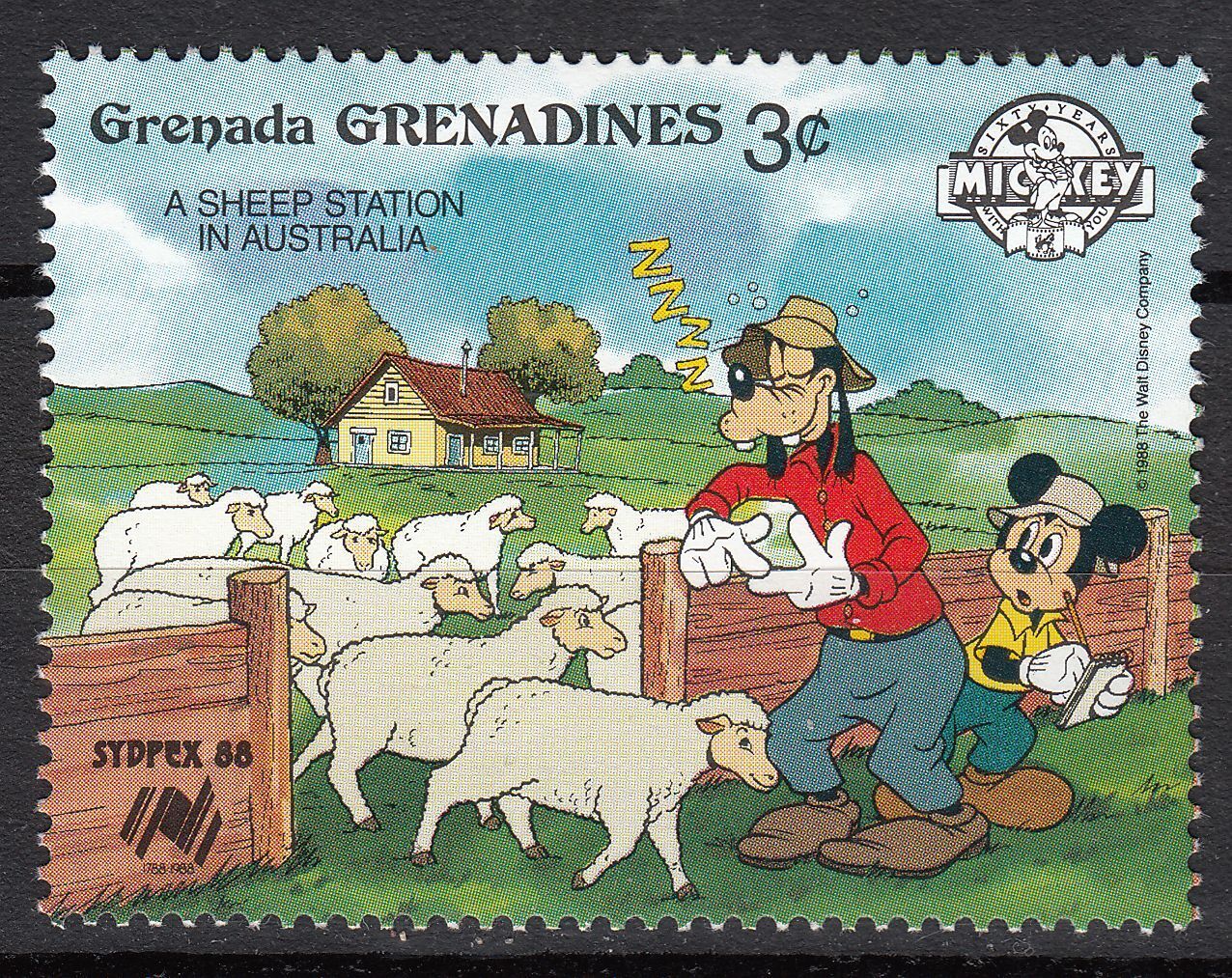 TIMBRE NEUF WALT DISNEY MICKEY DINGO MOUTON AUSTRALIE 401083245025