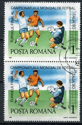 TIMBRE ROUMANIE FOOTBALL ITALIE 1990 120659548845