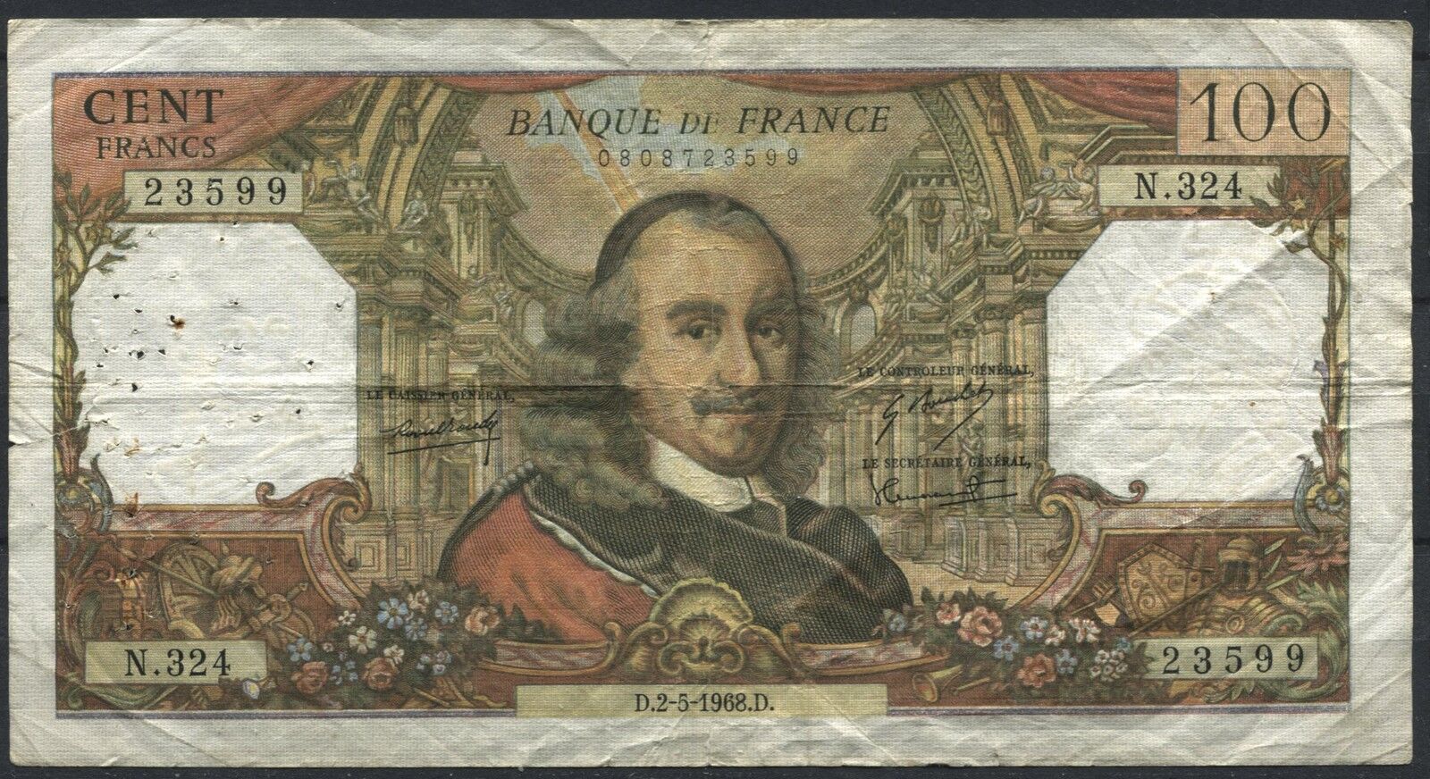 BILLET 100 FRANCS CORNEILLE D2 5 1968D 110899232816