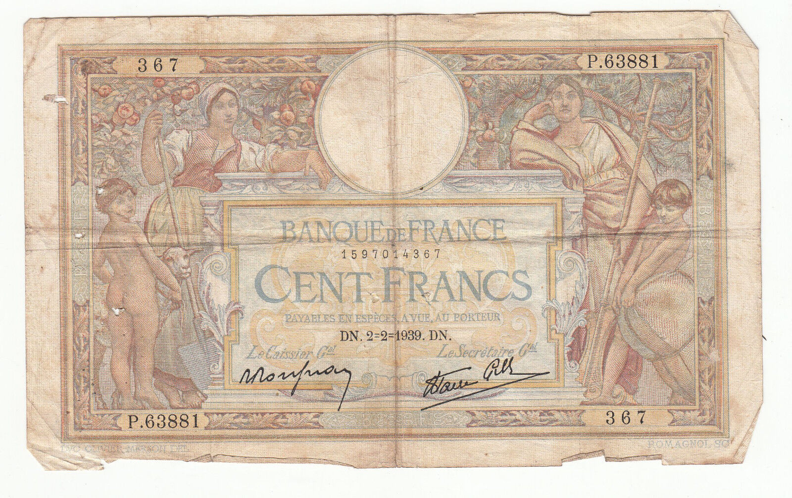 BILLET FRANCE 100 FRANCS MERSON 2 2 1939 DN 401297862186