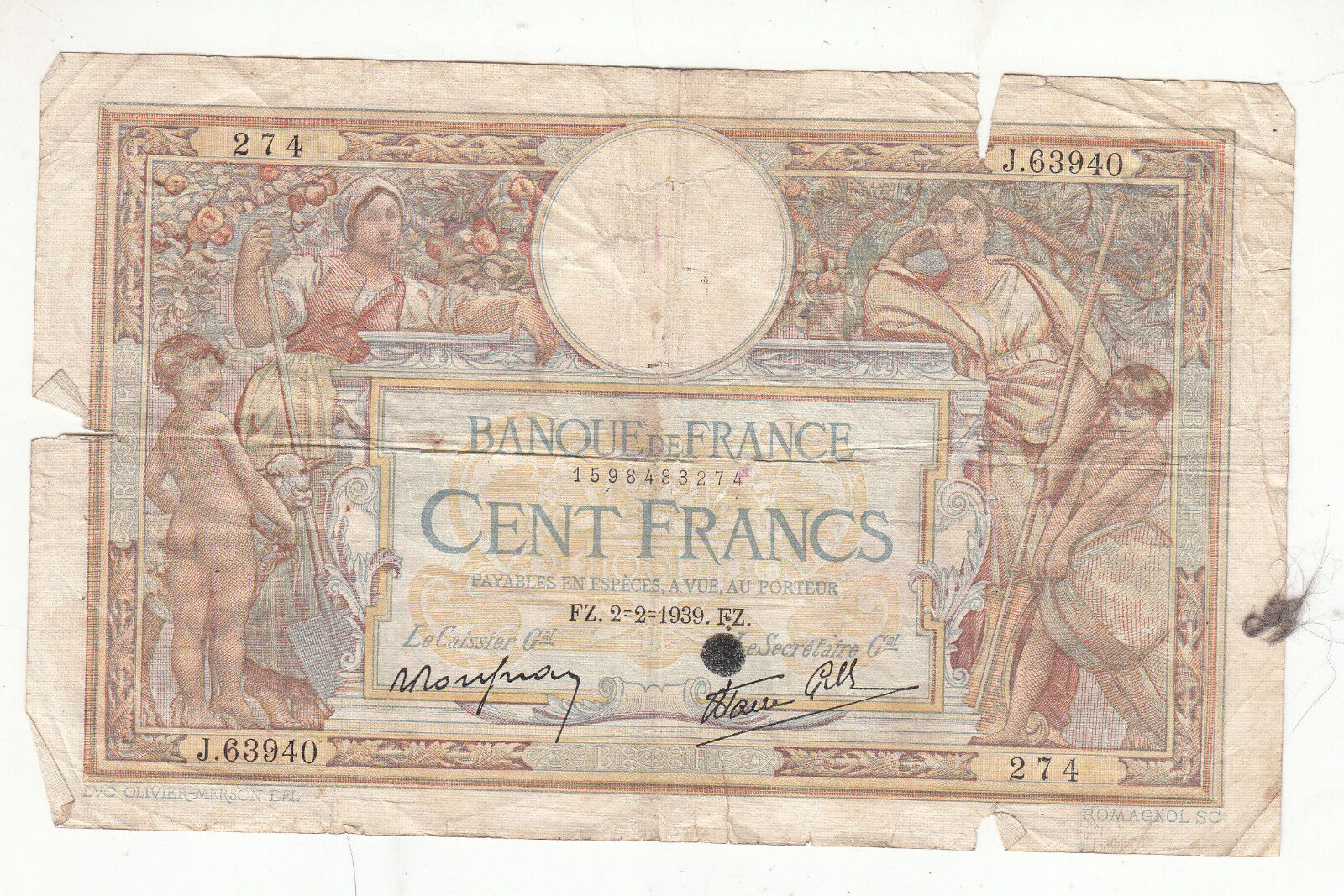 BILLET FRANCE 100 FRANCS MERSON 2 2 1939 FZ 122416574146