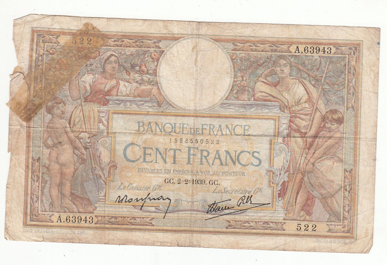 BILLET FRANCE 100 FRANCS MERSON 2 2 1939 GG 401287381896