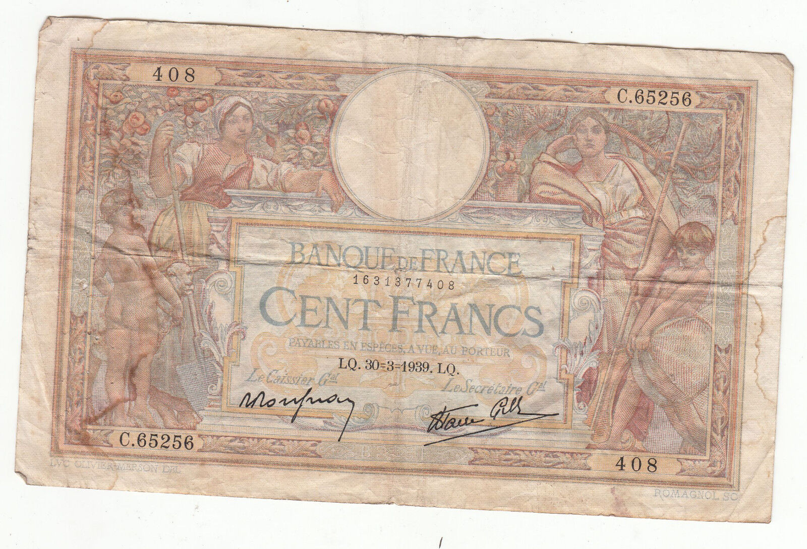 BILLET FRANCE 100 FRANCS MERSON 30 3 1939 LQ 122403563096